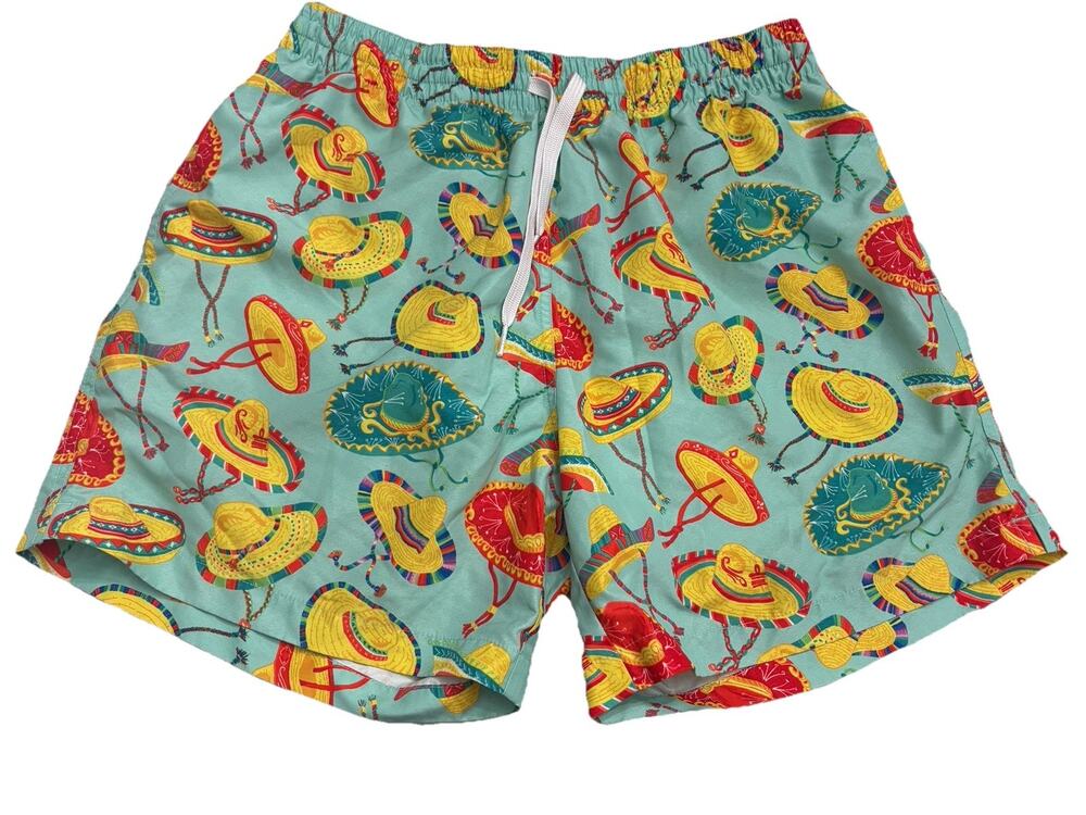 Chubbies Mens L Swim Trunks Shorts Sombrero Drawstring Pockets Lined RARE